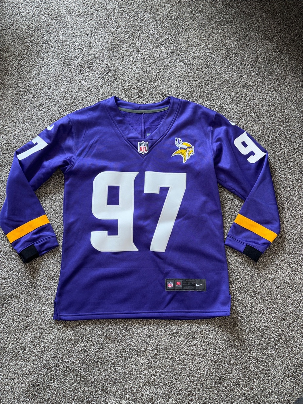 Minnesota Vikings Women’s V-Neck Long Sleeve Embroidered Jersey Size Medium